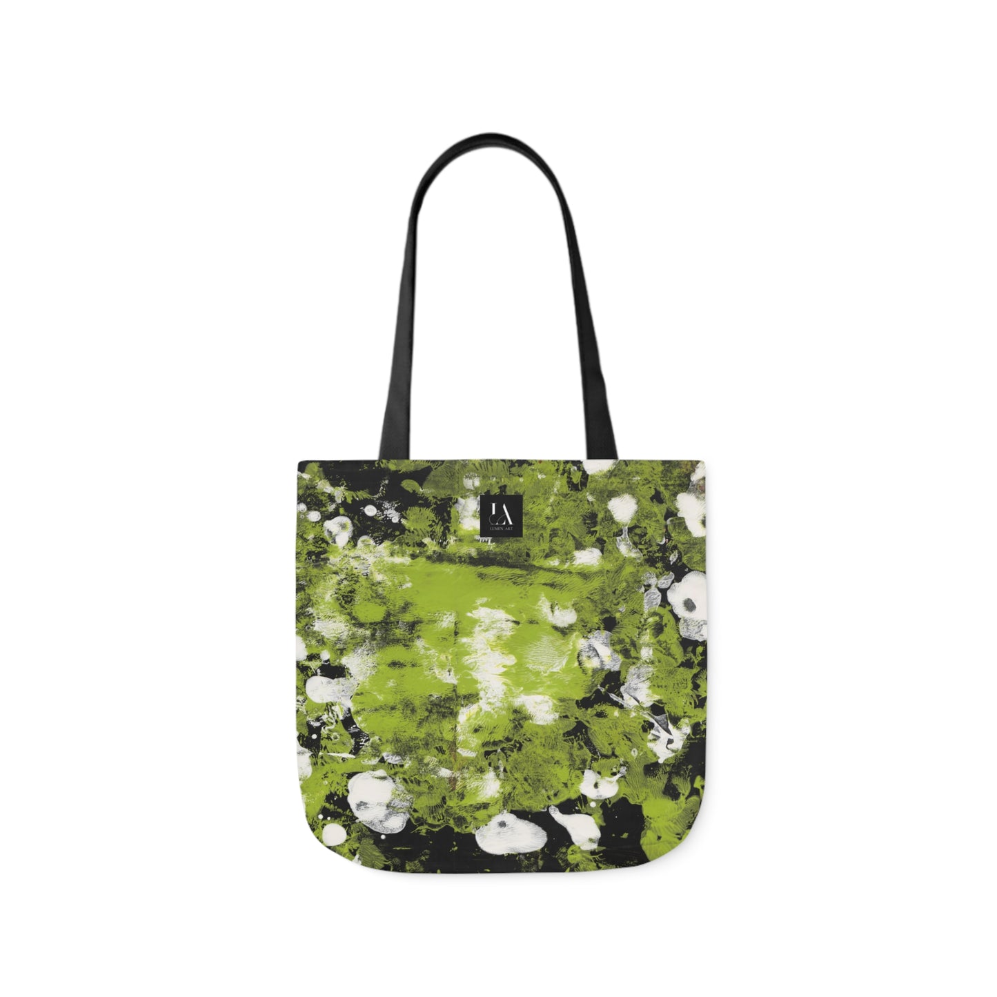 Canvas Tote Bag, Lumen Art Print, Green, White, Black Pattern