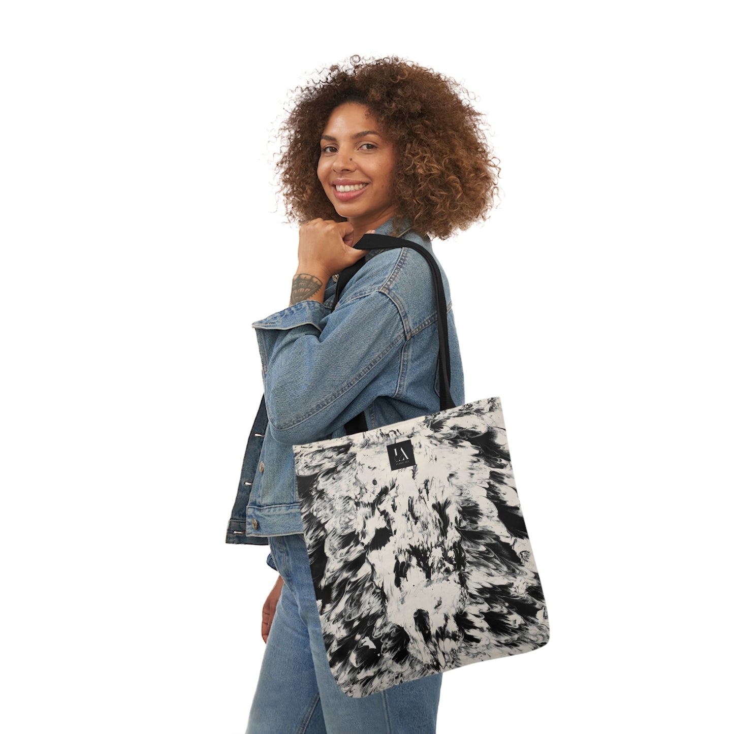 Canvas Tote Bag, Lumen Art Print, Cream and Black Pattern