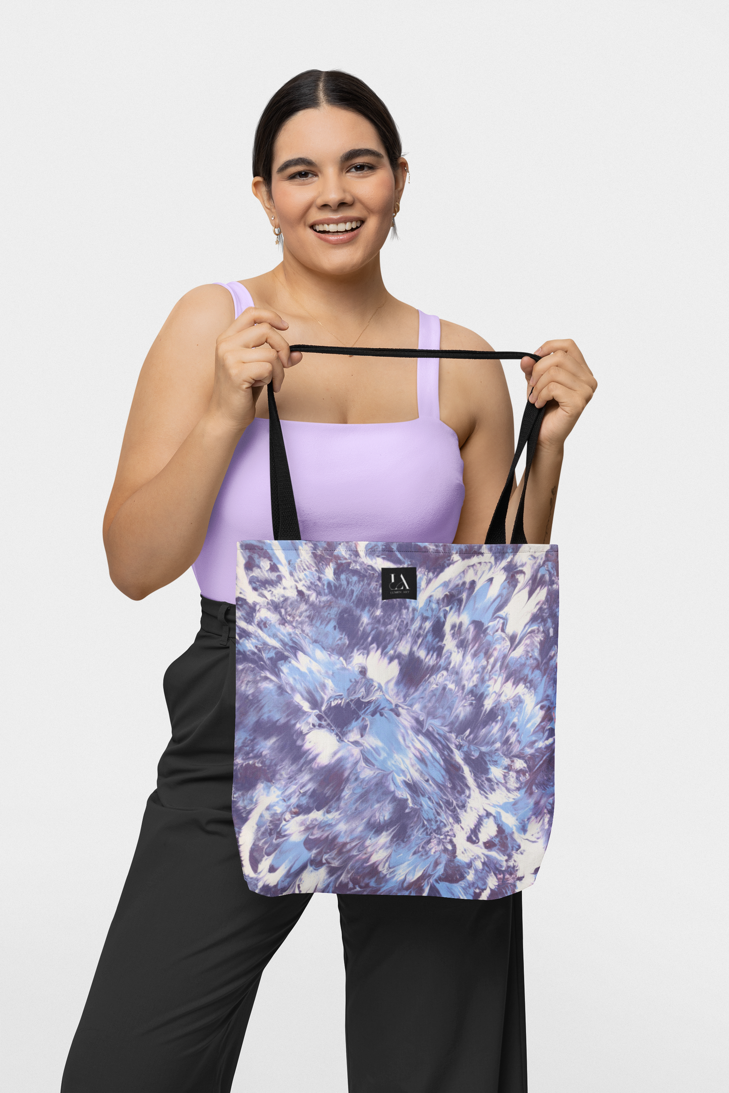 Canvas Tote Bag, Lumen Art Print, Lilac Purple, White, Light Blue